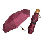 Ομπρέλα σπαστή καρό με ξύλινη λαβή σε 4 αποχρώσεις