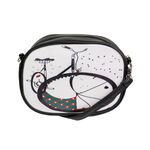 Τσάντα χιαστί μαύρη οβάλ bicycle print 23x23cm