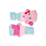 Γάντια παιδικά ροζ-γαλάζια πλεκτά με καπάκι και fleece επένδυση