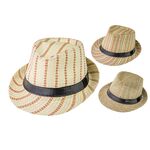 Καπέλο καβουράκι ψάθινο ριγέ με μαύρη κορδέλα