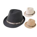 Καπέλο καβουράκι μονόχρωμο τσόχινο με κορδέλα animal print