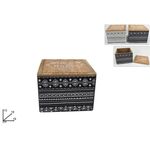 Κουτί ξύλινο με ινδιάνικο τύπωμα με διαστάσεις 18x18x13cm σε μαύρο χρώμα