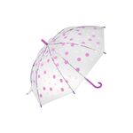 Ομπρέλα με μπαστούνι αυτόματη διάφανη με μαύρο πουά