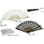 Βεντάλια πλαστική με δαντέλα σε 2 χρώματα 46x25cm