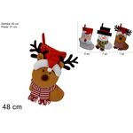 Χριστουγεννιάτικη διακοσμητική κάλτσα σε 3 σχέδια 48cm