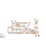 Χριστουγεννιάτικη διακοσμητική επιγραφή MERRY CHRISTMAS με ταράνδους ξύλινη