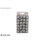 Χριστουγεννιάτικες μικρές ασημί μπάλες 2.5cm 24pcs