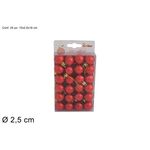 Χριστουγεννιάτικες μικρές κόκκινες μπάλες 2.5cm 24pcs