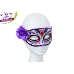 Μάσκα μεταμφίεσης με πολύχρωμα σχέδια και λουλούδι στο πλάι