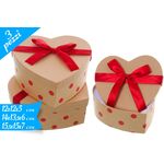 Σετ 3 κουτιά δώρου σε σχήμα καρδιάς με φιόγκο στο καπάκι
