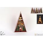 Χριστουγεννιάτικο ξύλινο τρίγωνο διακοσμητικό με παράσταση σε κόκκινο χρώμα με φως σε 3 σχέδια 18.5x4x28cm