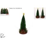 Χριστουγεννιάτικο διακοσμητικό πλαστικό δέντρο με γκλίτερ & βάση κορμού 8.5x8x19.5cm