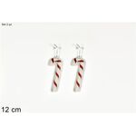 Χριστουγεννιάτικο στολίδι γλυκό μπαστούνι με γκλίτερ λευκό - κόκκινο σετ 2pcs 12cm