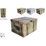 Κουτί αποθήκευσης ρούχων με σχέδιο ξύλου σε 3 χρώματα 54x44x33cm