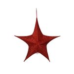 Χριστουγεννιάτικο διακοσμητικό κρεμαστό κόκκινο αστέρι με γκλίτερ που κλείνει 80cm