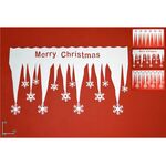 Χριστουγεννιάτικη διακοσμητική γιρλάντα από τσόχα σταλαχτίτες με νιφάδες σε άσπρο 60x39cm