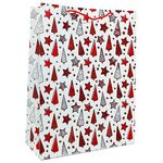 Χριστουγεννιάτικη σακούλα δώρου λευκή με κόκκινες λεπτομέρειες σε 6 σχέδια 18x10x23cm
