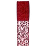 Χριστουγεννιάτικη διακοσμητική κόκκινη κορδέλα διχτάκι με γκλίτερ 6.3x270cm