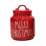 Χριστουγεννιάτικο κόκκινο βάζο για μπισκότα με καπάκι σε 2 σχέδια 15.5x19.5cm