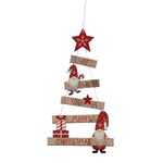 Χριστουγεννιάτικο διακοσμητικό κρεμαστή σκάλα δέντρο με νάνο " We Wish You A Merry Christmas" σε 2 σχέδια 35cm