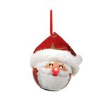 Χριστουγεννιάτικο στολίδι μπάλα πρόσωπο με σκούφο & φωτάκι στη μύτη σε 3 σχέδια 6.5cm
