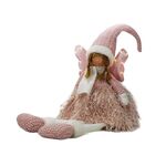 Χριστουγεννιάτικη κούκλα καθιστή με φτερά αγγέλου, σκούφο, και φώς 32cm