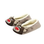 Χριστουγεννιάτικα παντοφλάκια μπαλαρινέ με σχέδιο τάρανδο σε μπεζ χρώμα