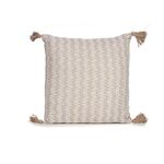 GiftDecor Μαξιλάρι με πον πον στις άκρες και γεωμετρικά σχέδια μπεζ χρώμα 45x45cm