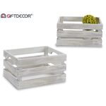 GiftDecor Διακοσμητικό ξύλινο καφάσι σε ξεβαμένο λευκό χρώμα 26x16x13cm