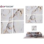 GiftDecor Σετ 4 πίνακες με εφέ μαρμάρου σε λευκό χρώμα 35x35cm