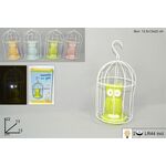 Διακοσμητική κουκουβάγια σε κλουβί με LED φως σε κίτρινο χρώμα 13x13x22cm