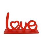 Ξύλινο διακοσμητικό " Love " με βάση σε κόκκινο χρώμα 9x4x9.5cm