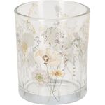 Ποτήρι για ρεσώ διάφανο με ζωγραφισμένα λουλούδια 7x8cm