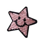 Αυτοκόλλητο σιδερώτυπο ροζ αστέρι με πούλιες 9cm