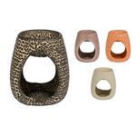 Κεραμική Συσκευή για αιθέρια έλαια στρόγγυλη ανοιχτή με ανάγλυφο κρακελέ σκάλισμα 7x8cm