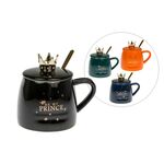 Κούπα κεραμική με καπάκι κορώνα και μεταλλικό κουτάλι - Be my King