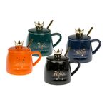 Κούπα κεραμική με καπάκι κορώνα και μεταλλικό κουτάλι - Be my King