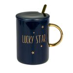 Κούπα κεραμική με καπάκι και μεταλλικό κουτάλι - Lucky Star