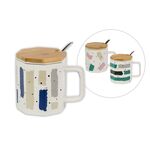 Κούπα κεραμική με ξύλινο καπάκι και μεταλλικό κουτάλι - Roll up Paintings