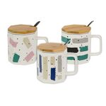 Κούπα κεραμική με ξύλινο καπάκι και μεταλλικό κουτάλι - Roll up Paintings