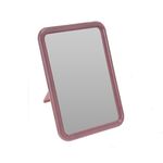 Επιτραπέζιος ορθογώνιος καθρέφτης με πλαστικό πλαίσιο σε σκούρο ροζ χρώμα 13x1x17.5cm
