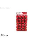 Σετ 24 μπαλίτσες διακοσμητικές με διάμετρο 3cm σε κόκκινο λαμπερό χρώμα