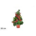 Δέντρο χριστουγεννιάτικο με κόκκινα μούρα και σκωτσέζικους φιόγκους με ύψος 50cm