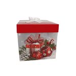 Κουτί δώρου χριστουγεννιάτιακο σε κυβικό σχήμα με διαστάσεις 25x25cm