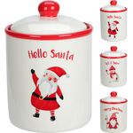 Χριστουγεννιάτικο κεραμικό βάζο λευκό με κόκκινες λεπτομέρειες με τον Άγιο Βασίλη 600ml