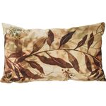 Διακοσμητικό μαξιλάρι βελούδινο με σχέδιο φύλλα σε μπεζ χρώμα 50x30cm