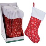 Χριστουγεννιάτικη διακοσμητική κάλτσα με χιονονιφάδες σε κόκκινο χρώμα 42x26cm