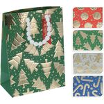 Χριστουγεννιάτικη σακούλα χάρτινη μεσαίο μέγεθος σε πράσινο χρώμα 18x8x23cm