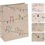 Χριστουγεννιάτικη σακούλα χάρτινη μπεζ με επιγραφή "Merry Christmas" 18x8x23cm