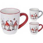 Χριστουγεννιάτικη κούπα κεραμική λευκή με καλικάντζαρους και κόκκινη λαβή 350ml